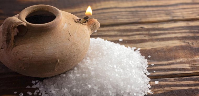 salt with a candle container