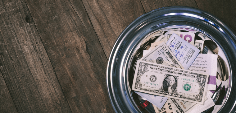 money in offering plate
