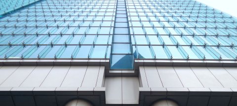 blue glass building